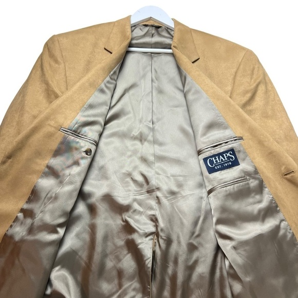 CHAPS Ralph Lauren Faux Suede Jacket Men’s Blazer Sports Suit Coat SZ 48L Tan - Picture 4 of 11
